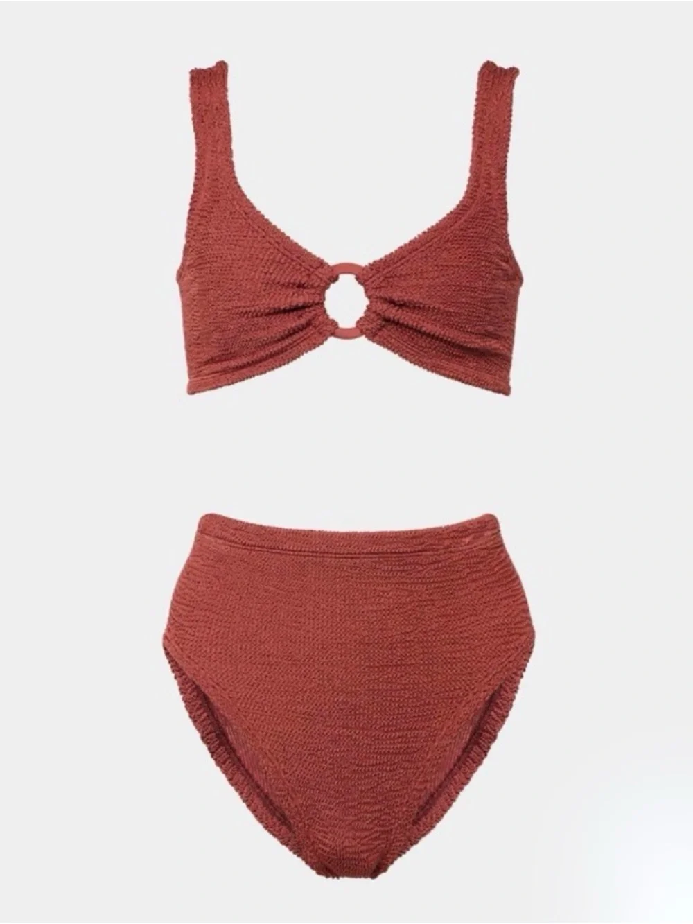 Hunza G Nadine Two-Piece Bikini Set in Metallic Rosewood
